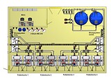 Grundriss der Weda Futterzentrale mit Anmischbehältern, Wasservorratsbehältern und Computerraum.